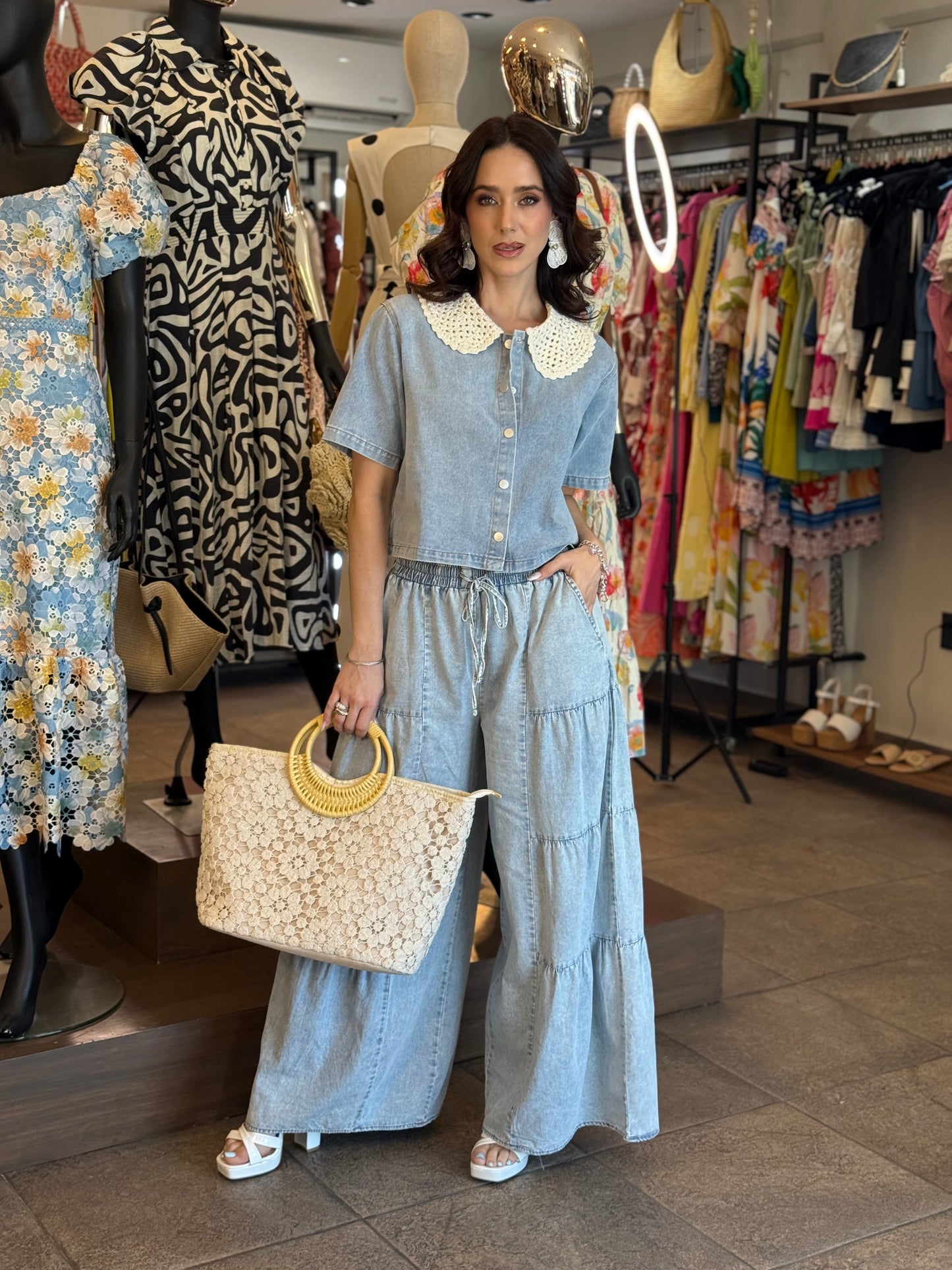 Skyline Denim Wide-Leg Pants
