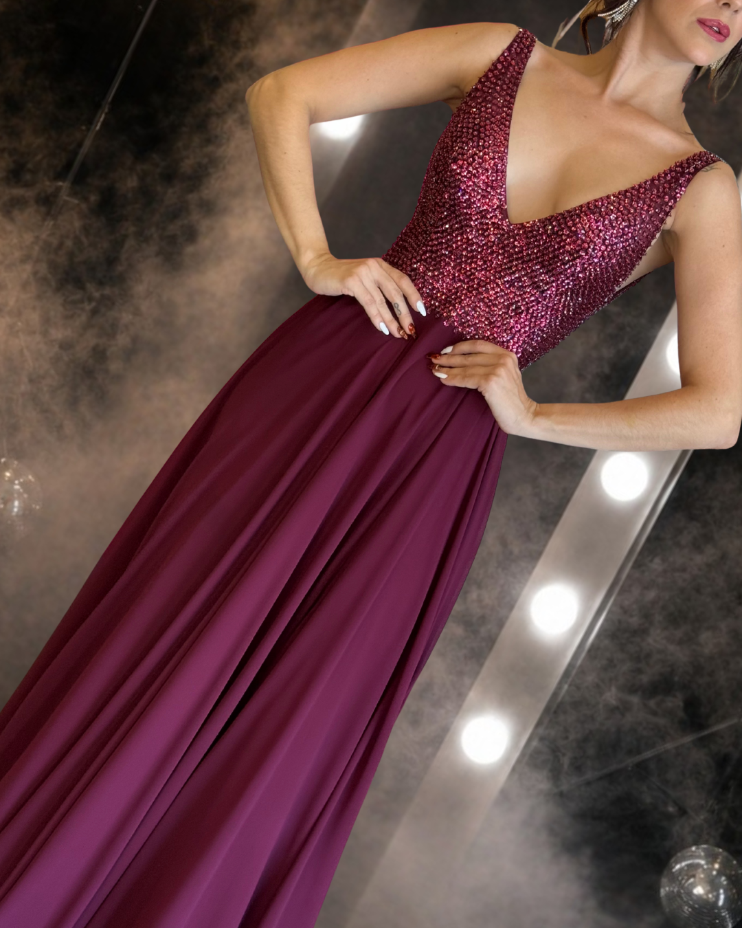 Burgundy Starlight Gown