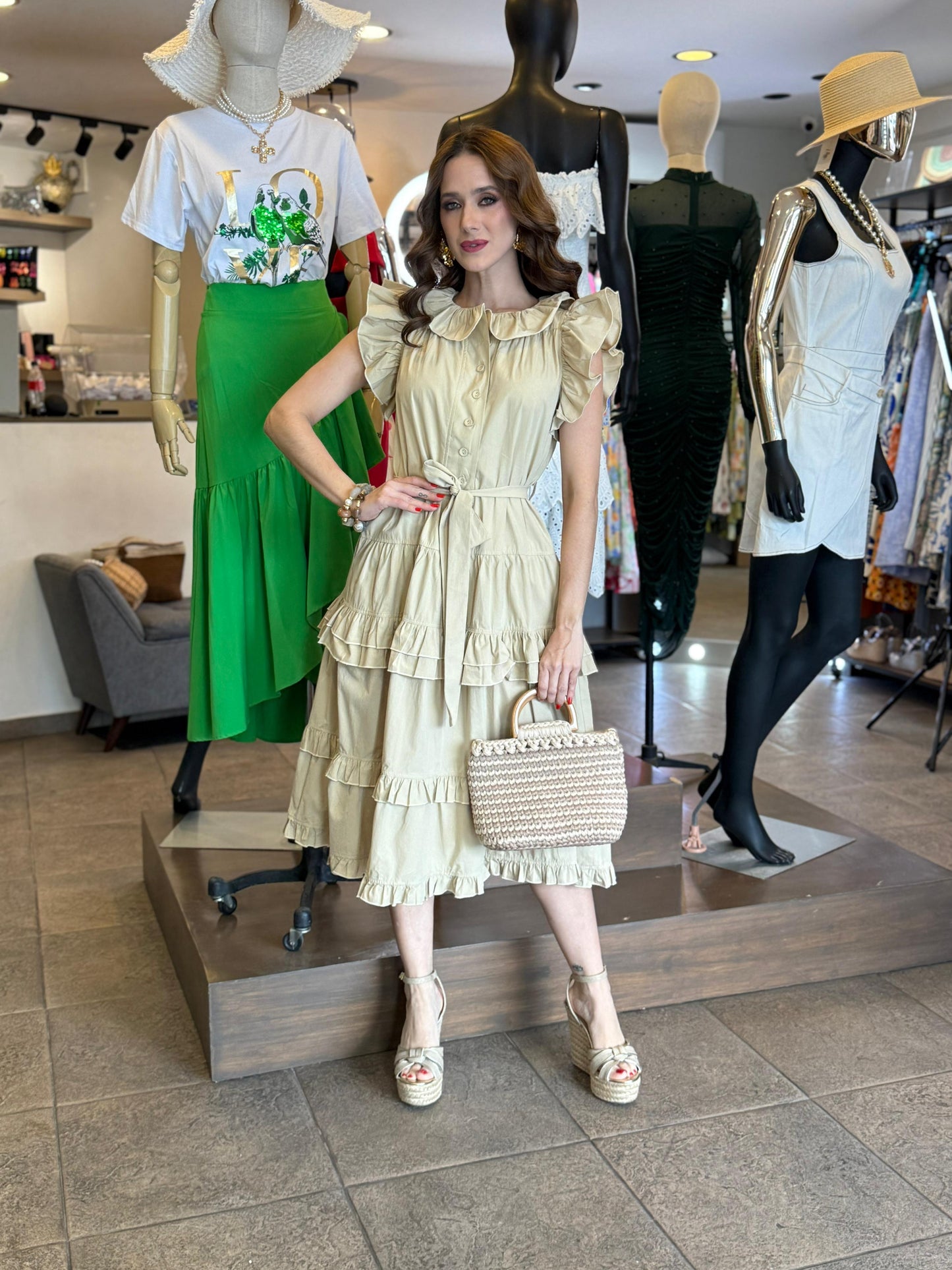 Golden Ruffle Dress