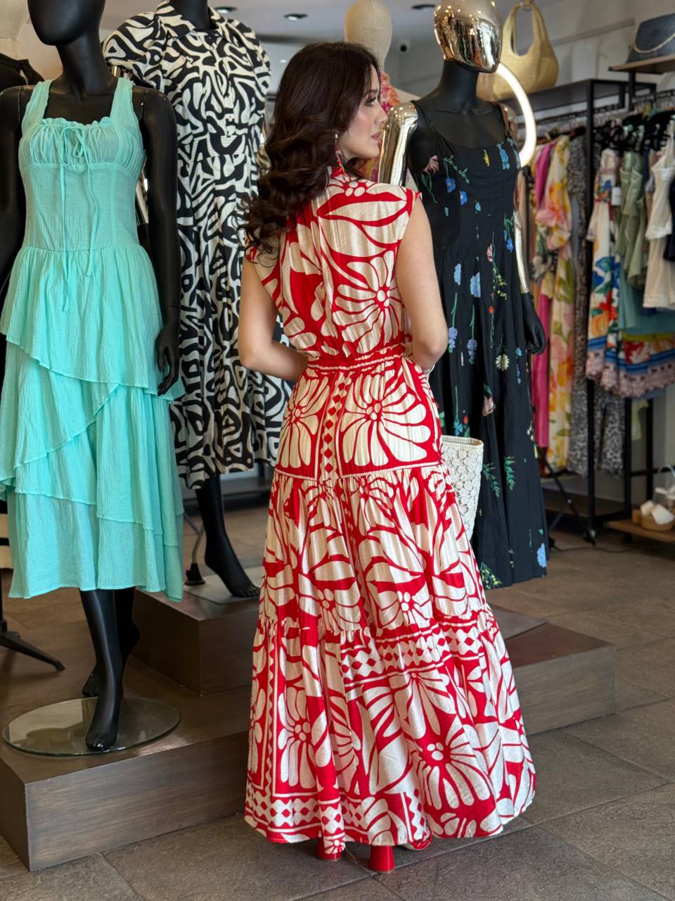 Scarlet Bloom Maxi Dress