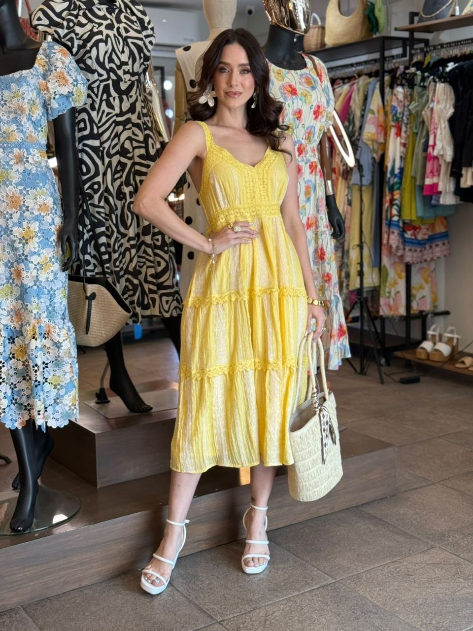 Golden Sunshine Lace Dress