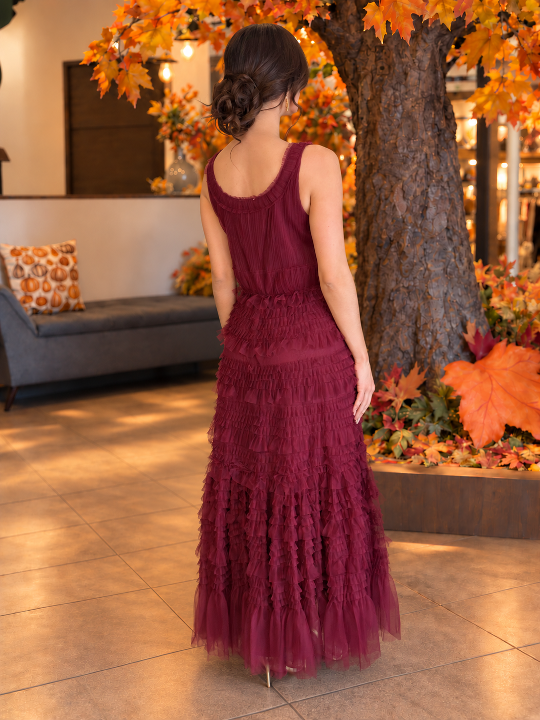 Burgundy Ruffle Dress