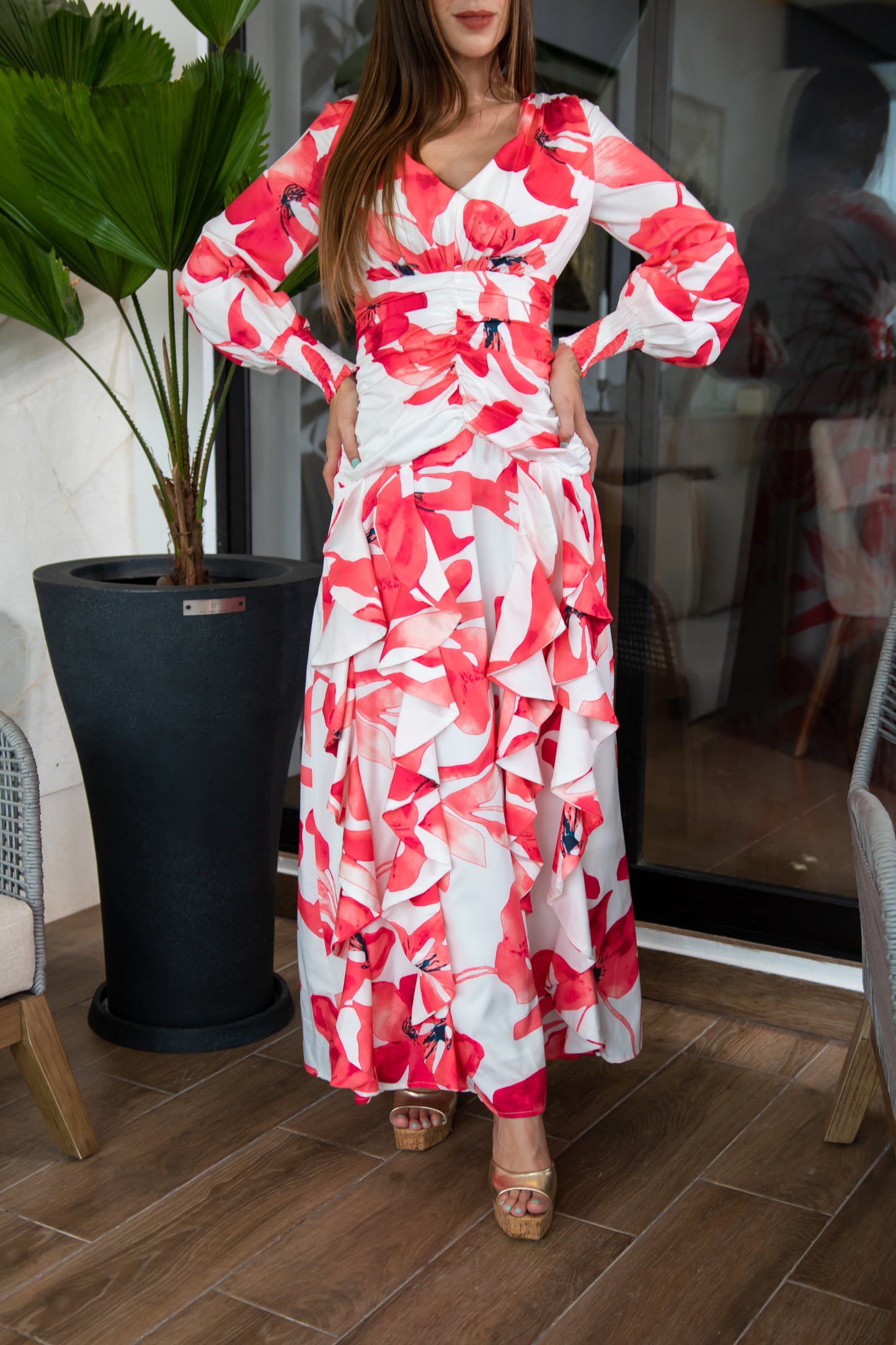 Vestido Red Bloom