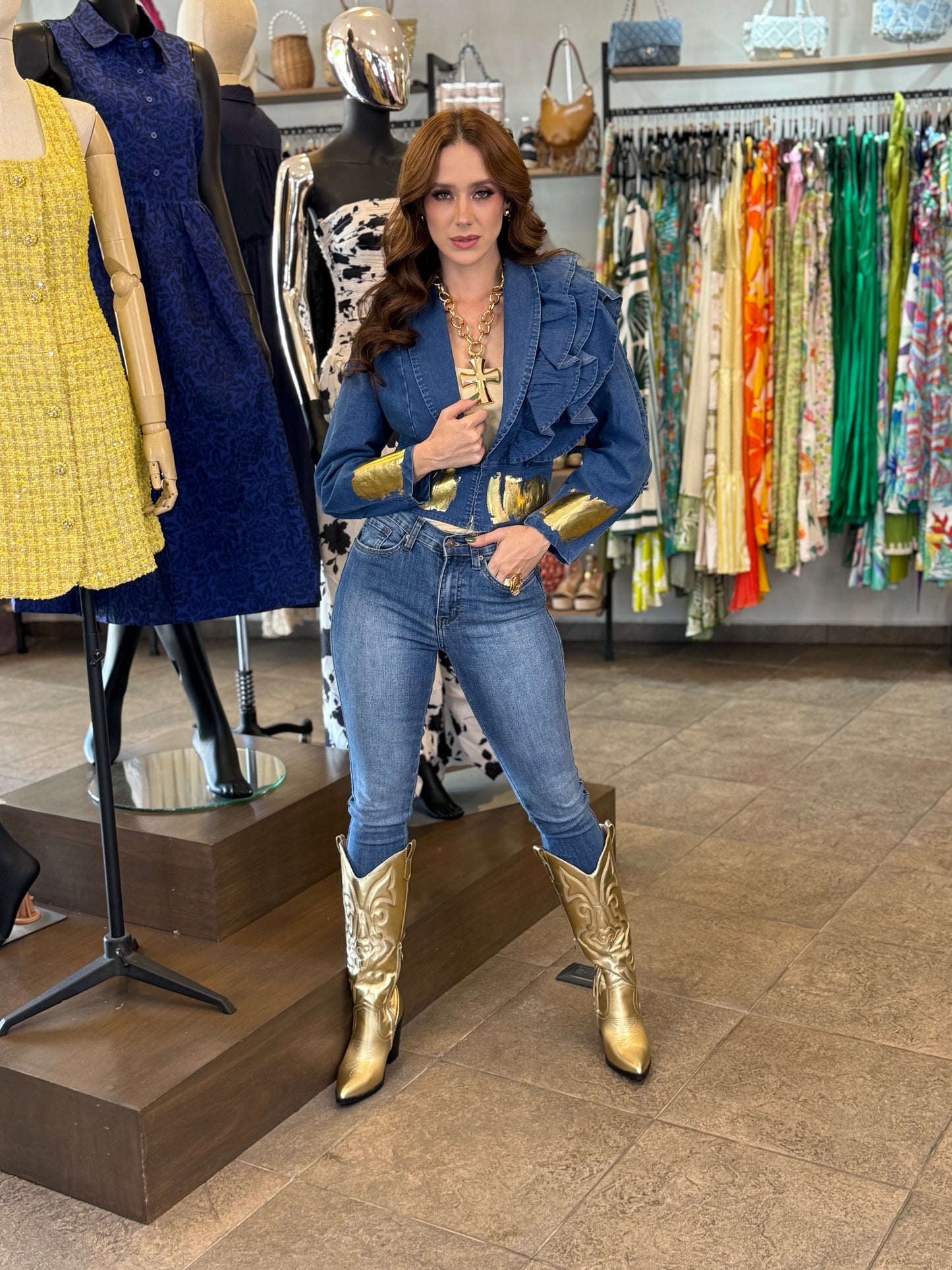 Golden Denim Blouse