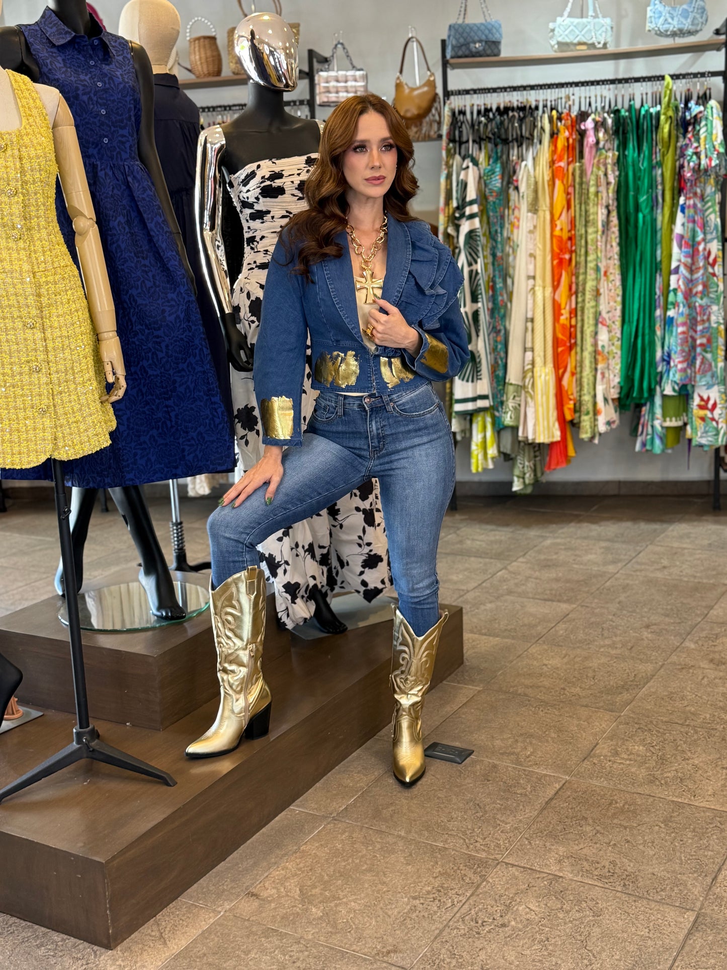 Golden Denim Blouse