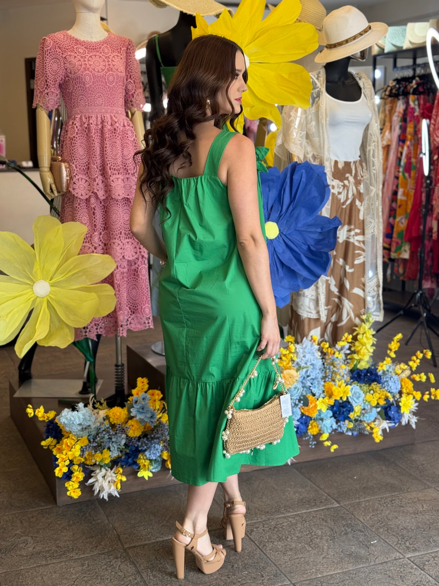 Emerald Garden Midi Dress
