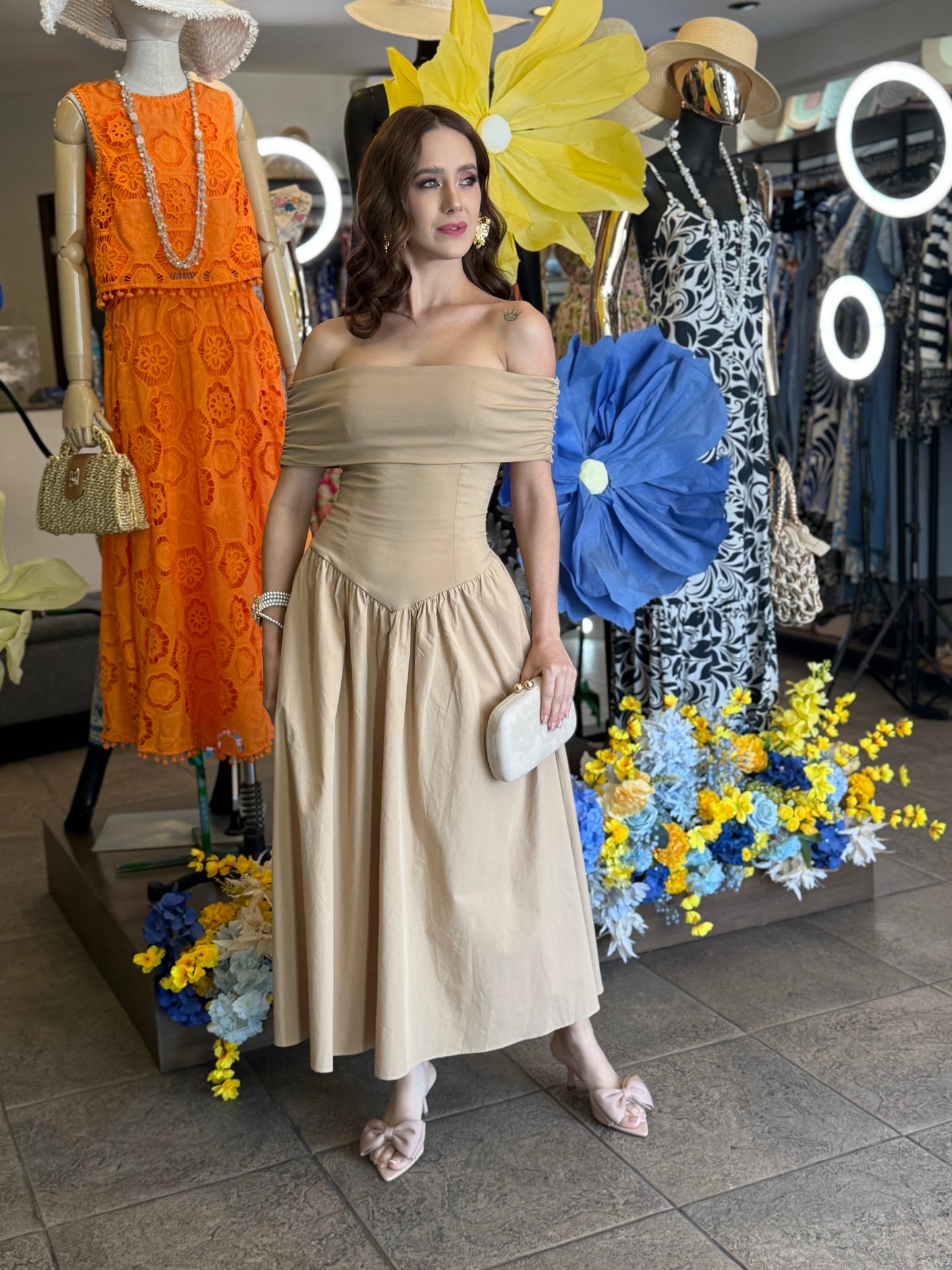 Sand Dunes Off-Shoulder Dress