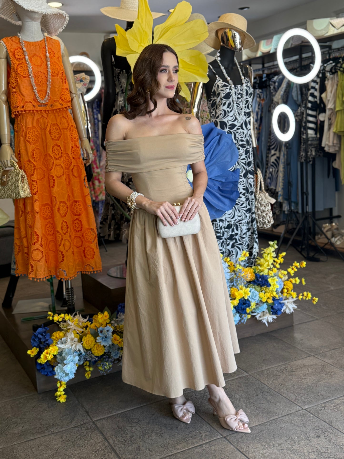 Sand Dunes Off-Shoulder Dress