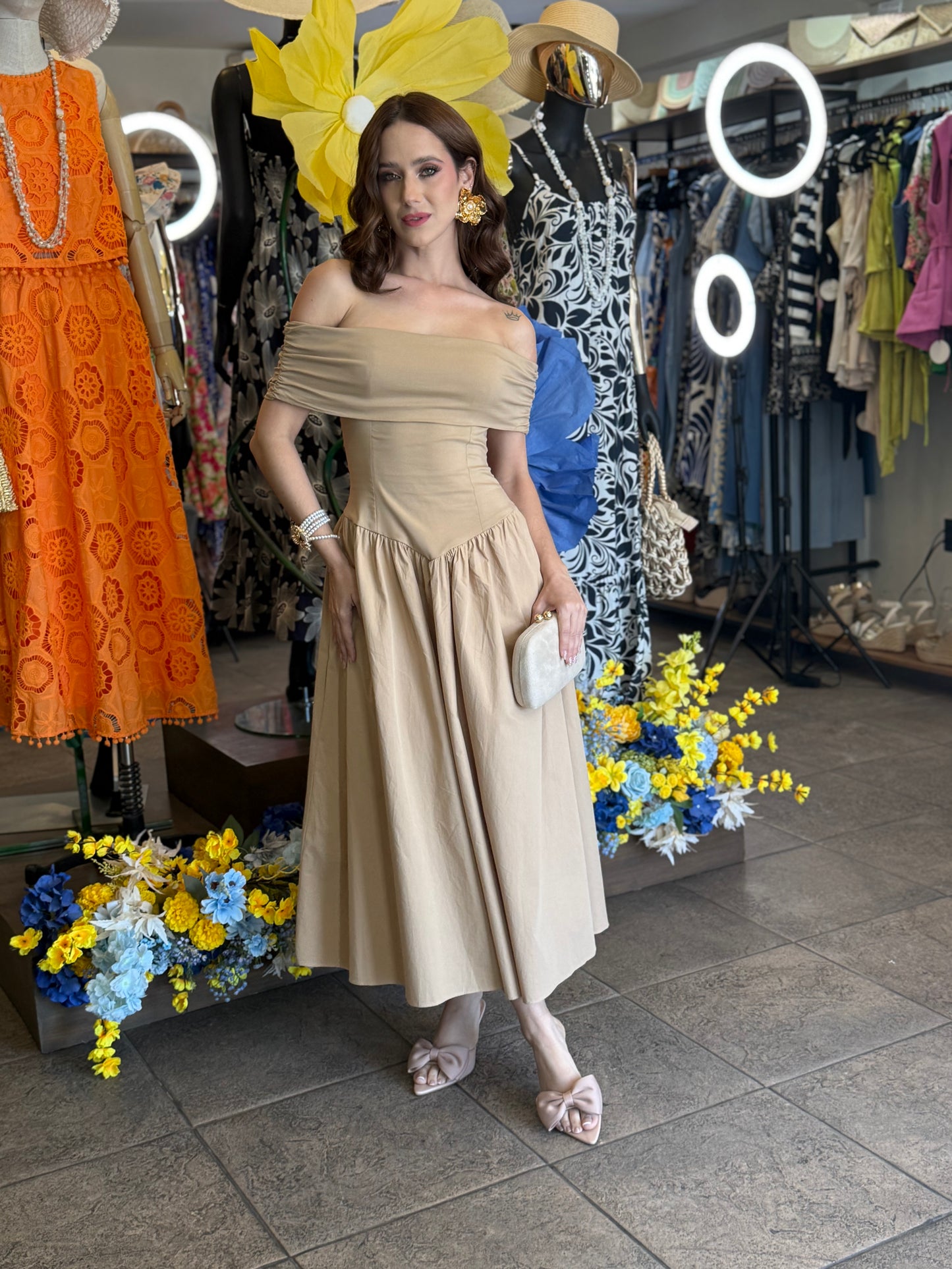 Sand Dunes Off-Shoulder Dress