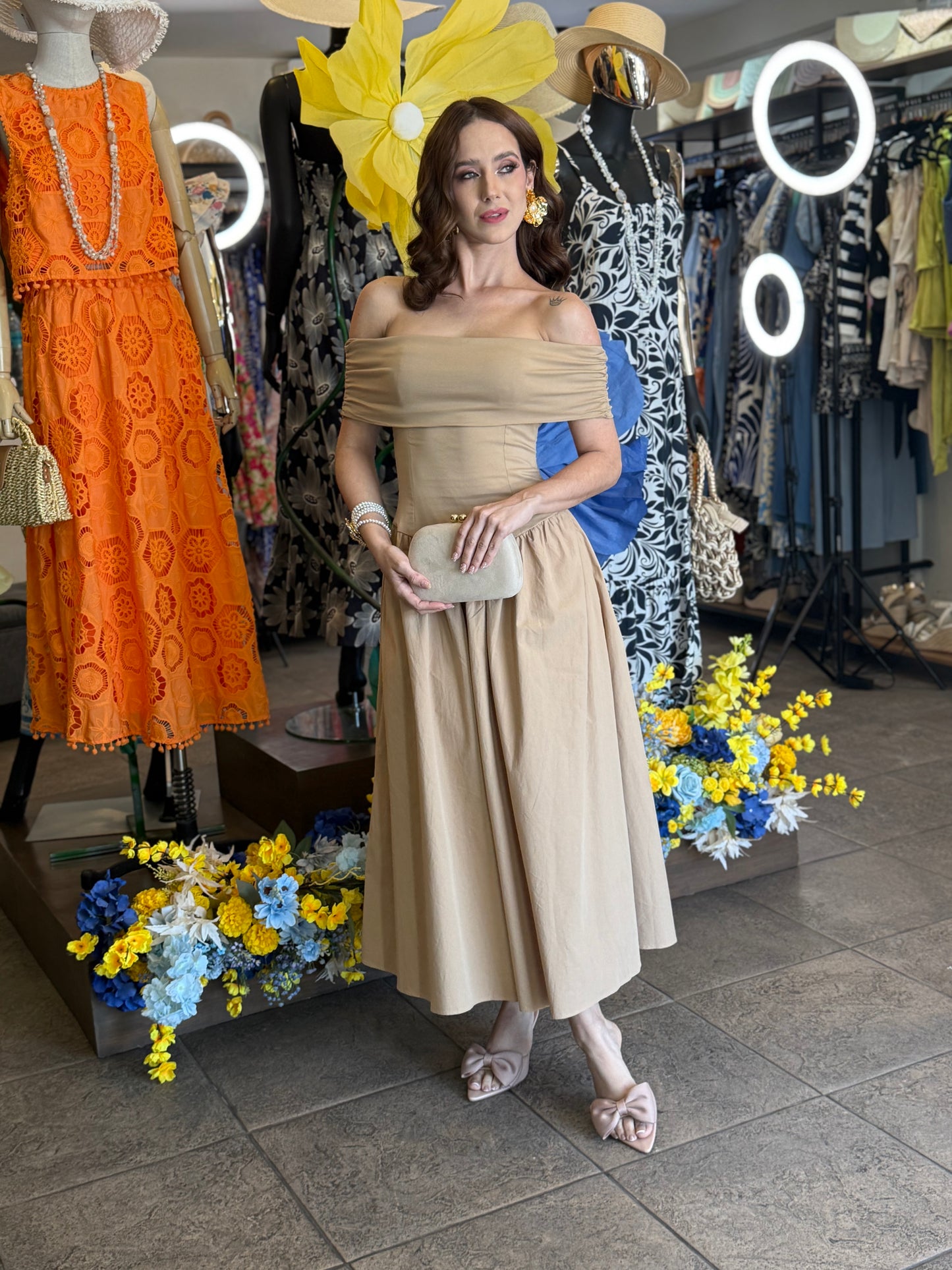 Sand Dunes Off-Shoulder Dress