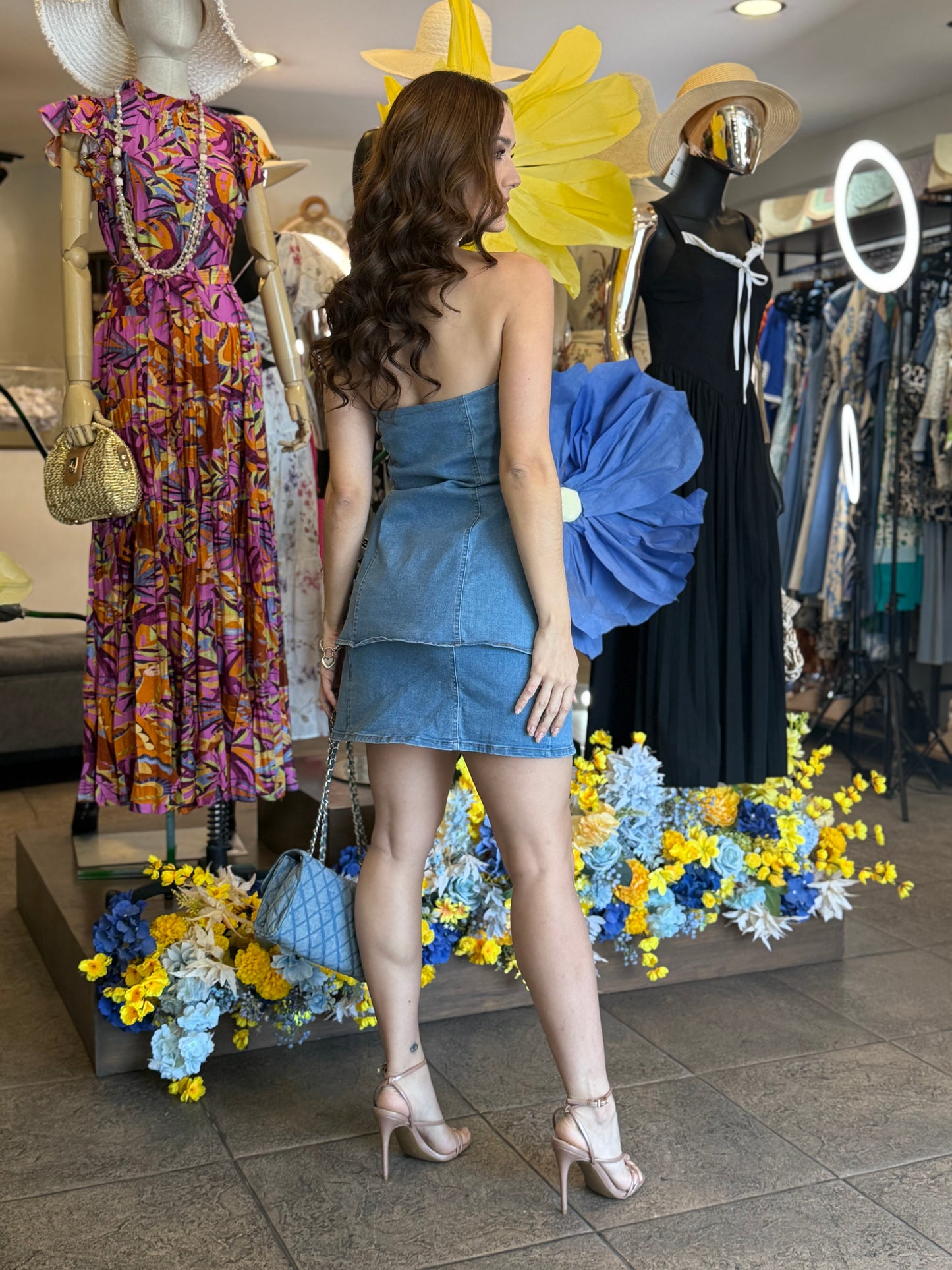 Denim Chic Strapless Dress