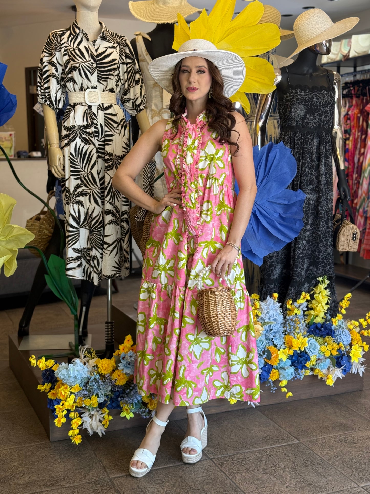 Pink Blossom Midi Dress