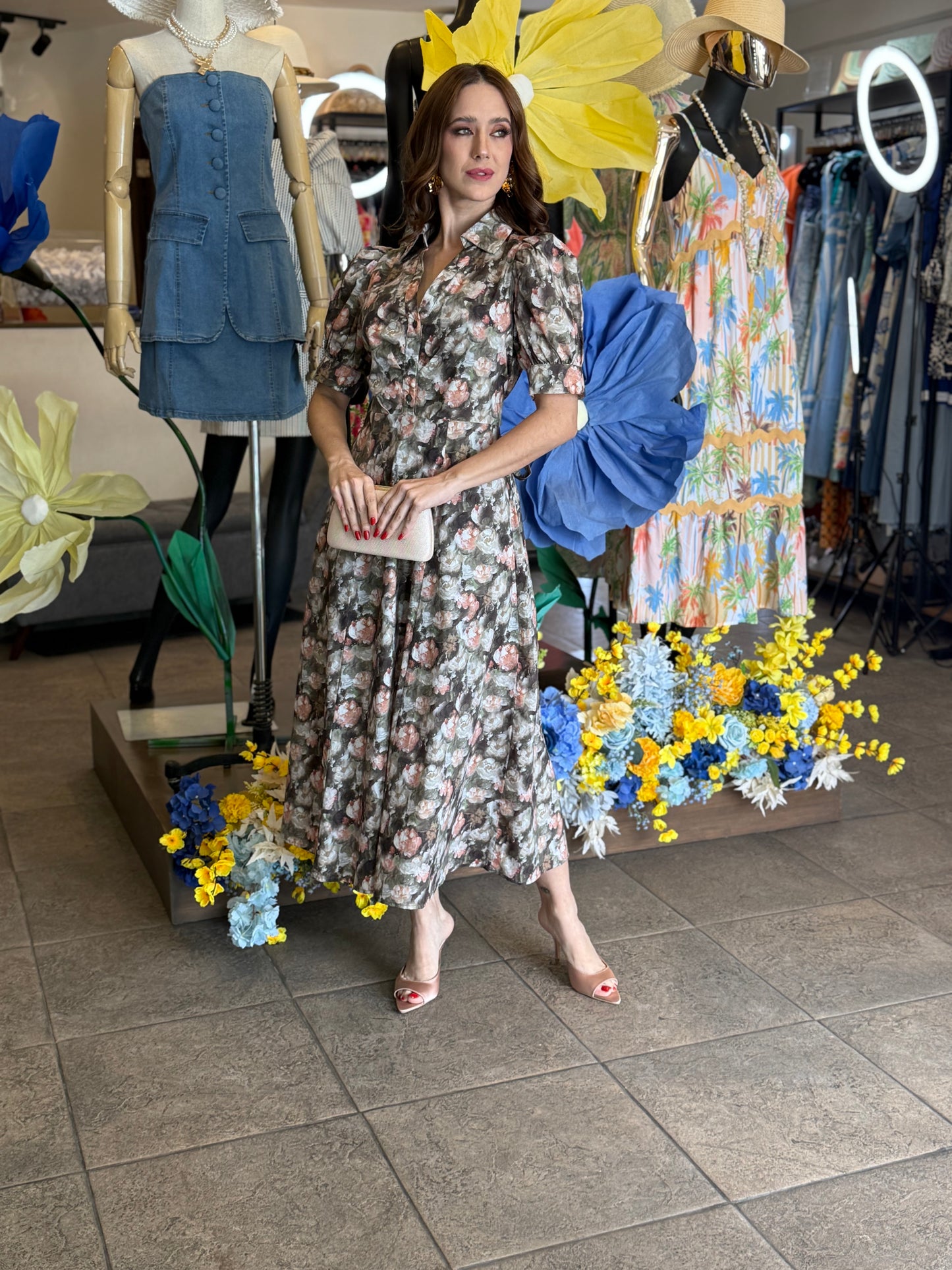 Autumn Bloom Midi Dress