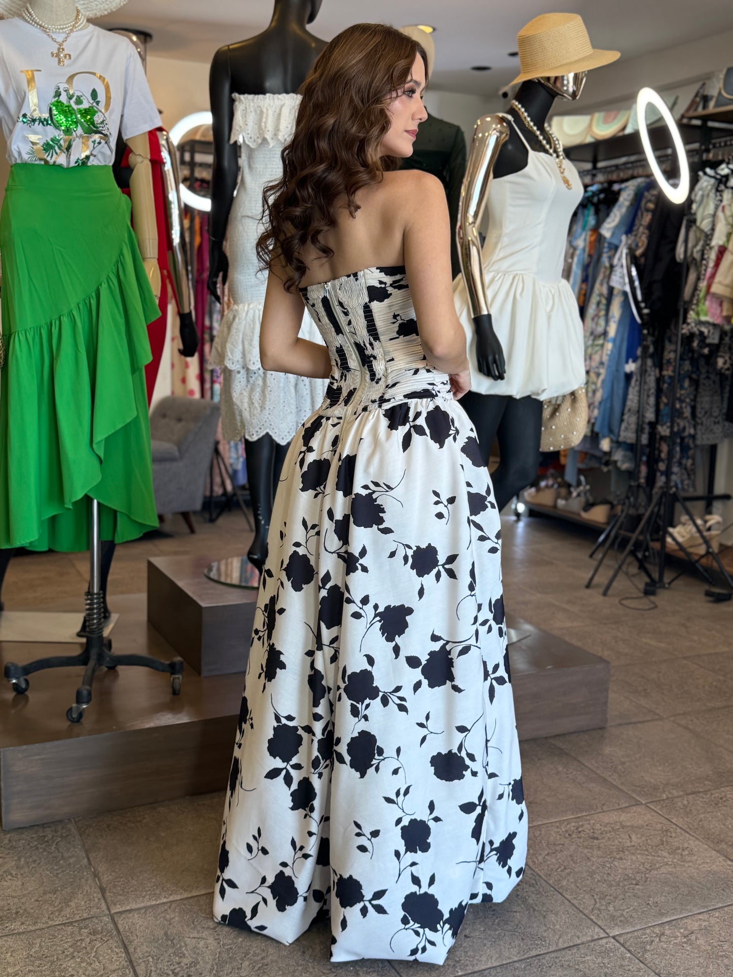 Monochrome Blossom Gown