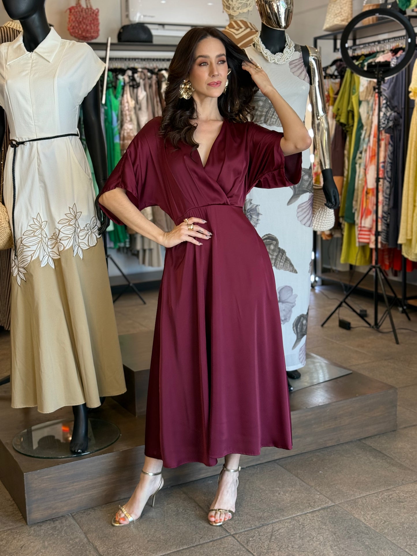 Burgundy Satin Dress