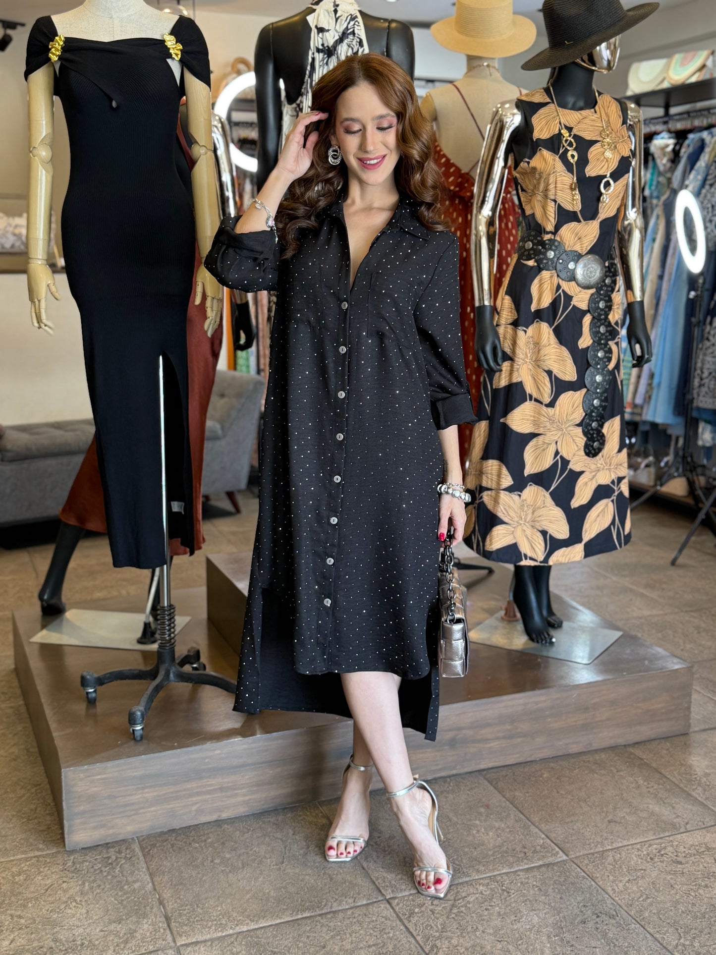 Midnight Dots Shirt Dress