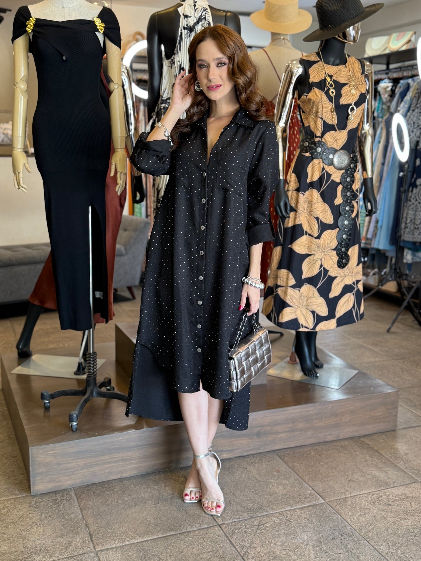 Midnight Dots Shirt Dress