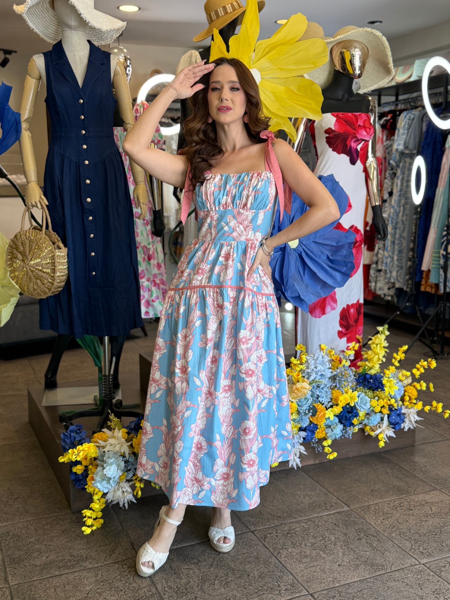 Pink Blossom Midi Dress