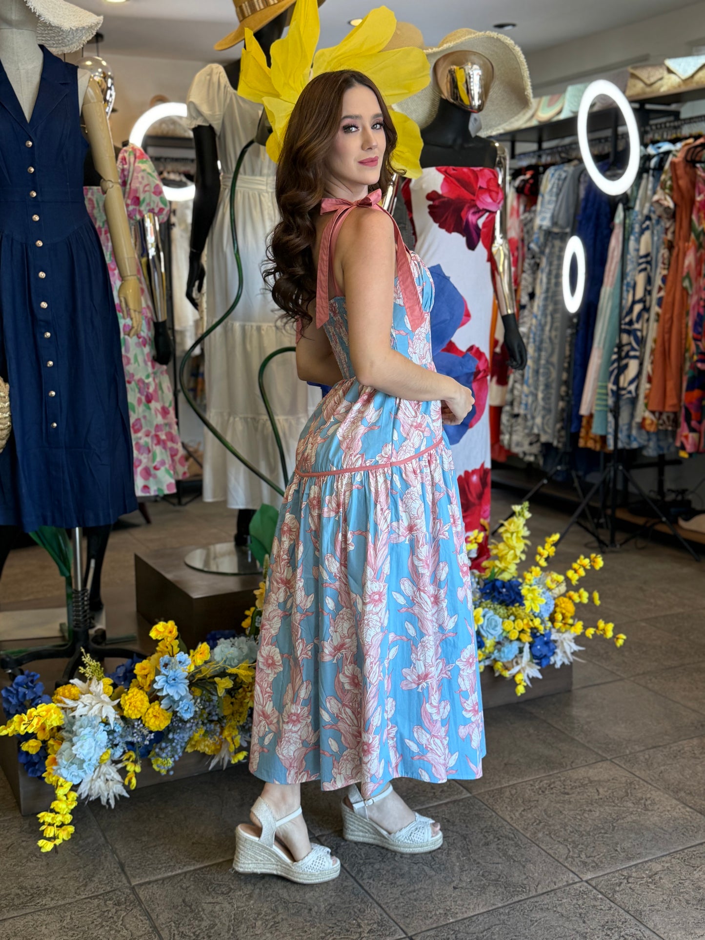 Pink Blossom Midi Dress