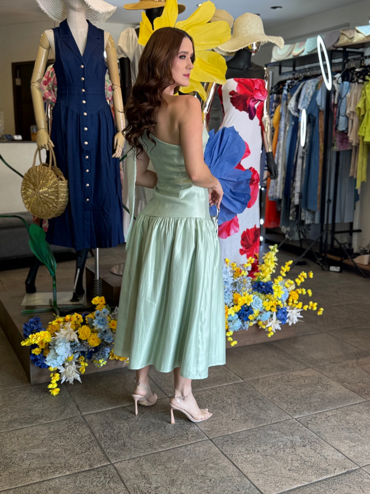 Mint Aura One-Shoulder Dress