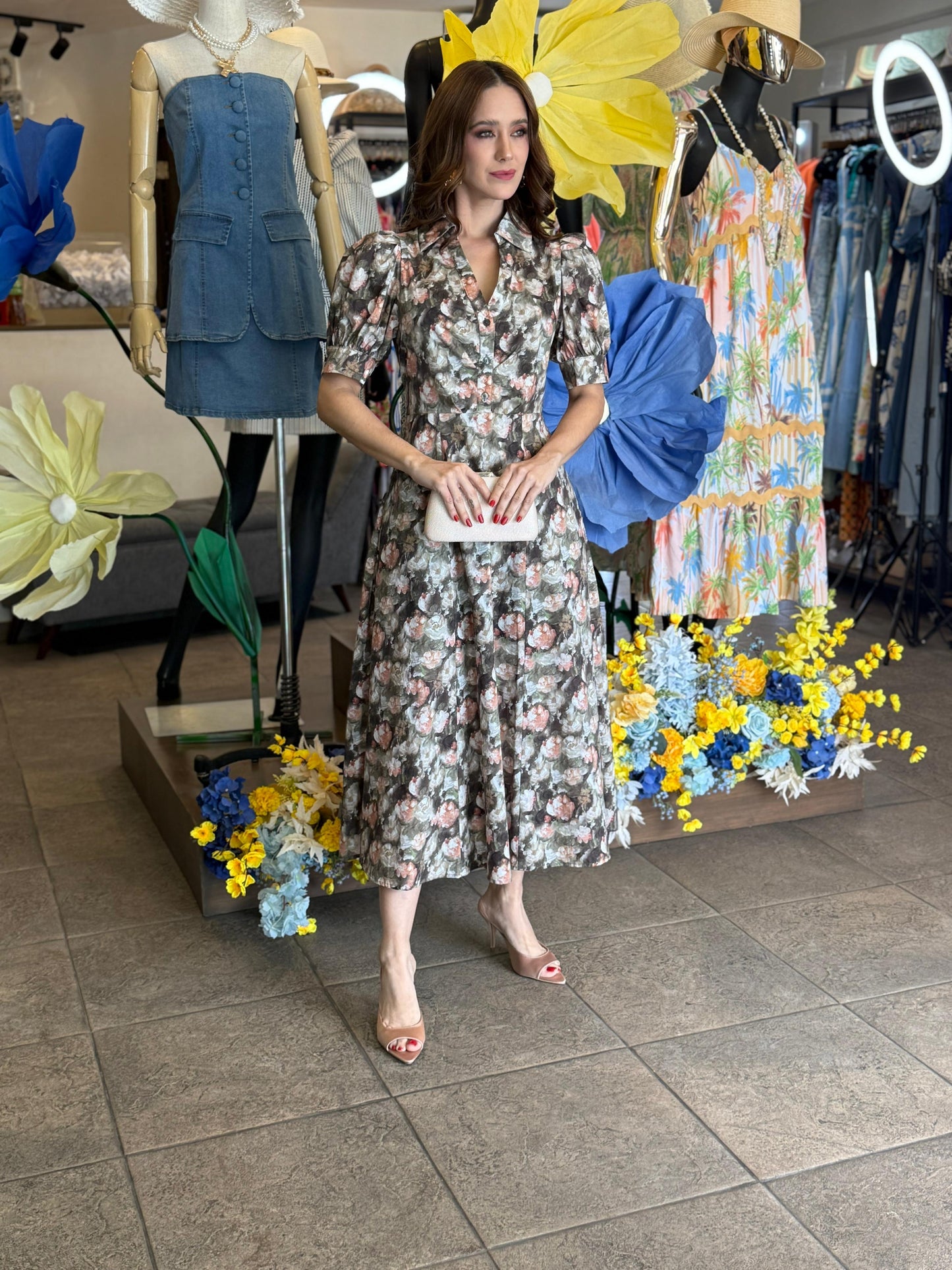 Autumn Bloom Midi Dress