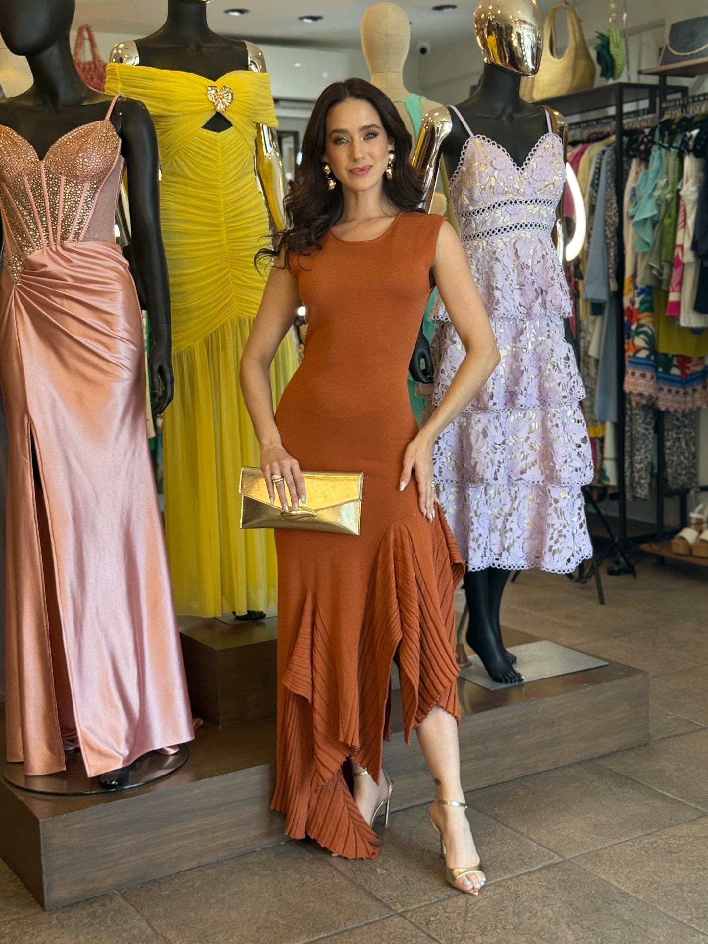 Terracotta Cascade Dress