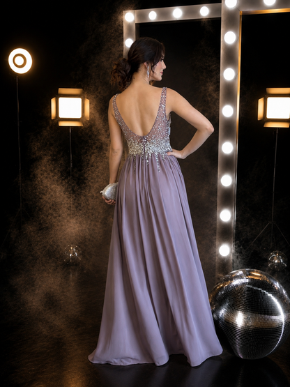Silver Mist Evening Gown