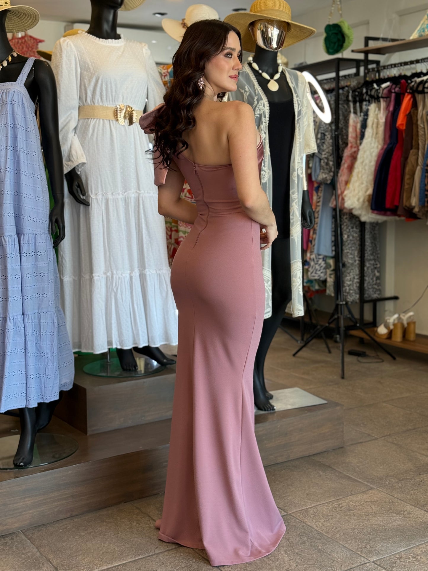 Blush Statement Bow Gown