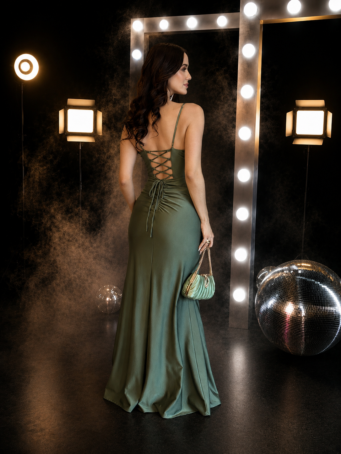 Olive Sculpt Gown