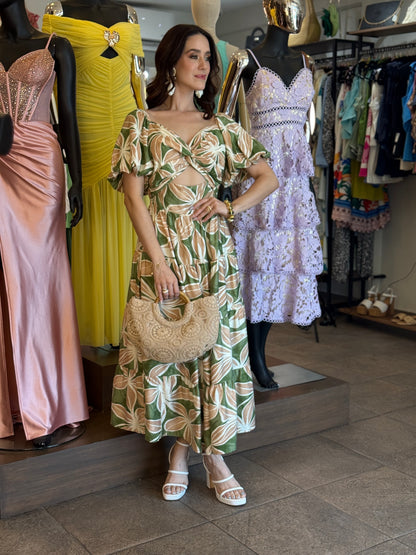 Tropical Twist Midi Dress