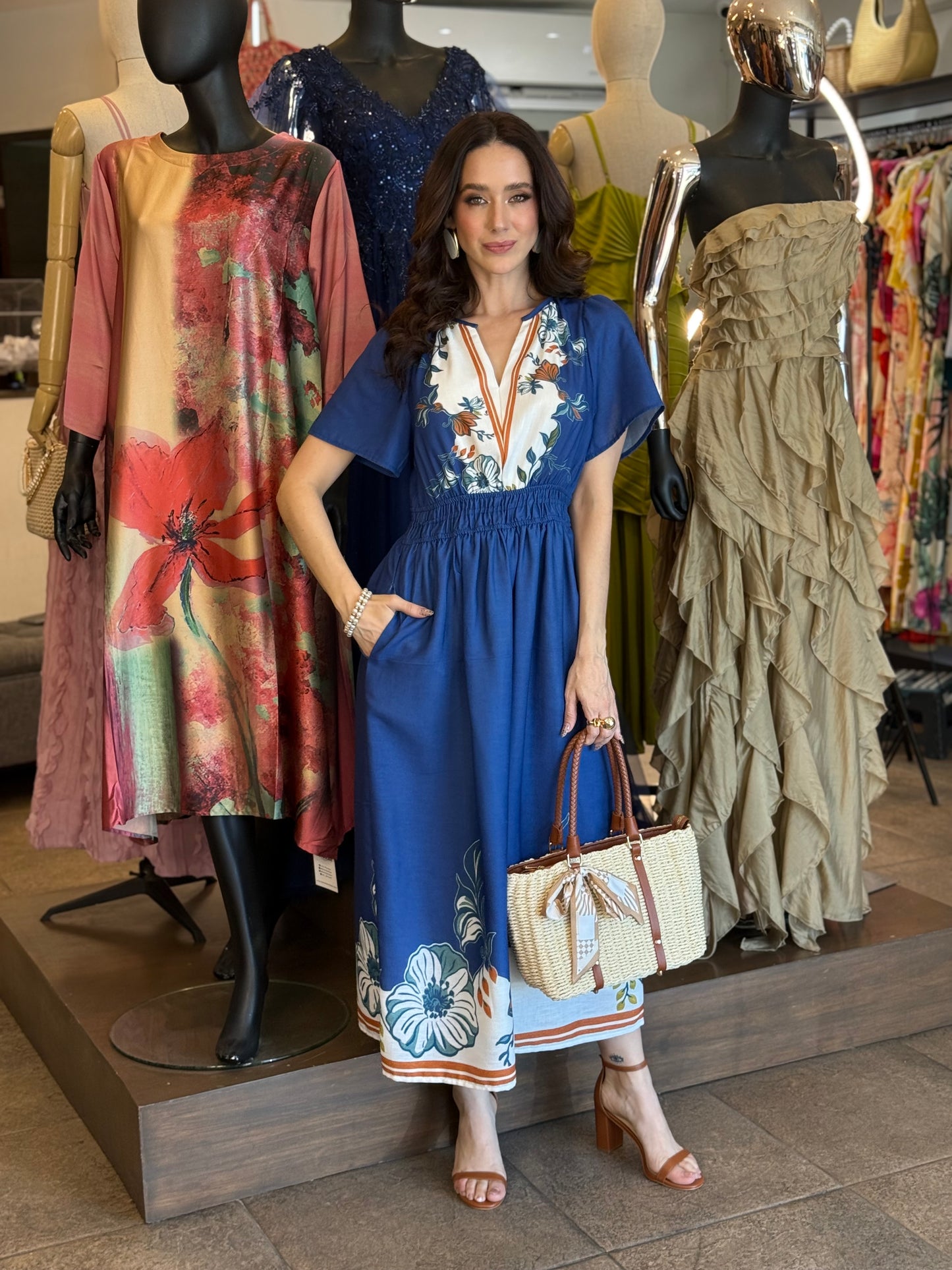 Ocean Bloom Midi Dress