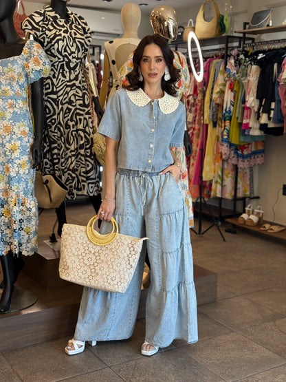 Skyline Denim Wide-Leg Pants