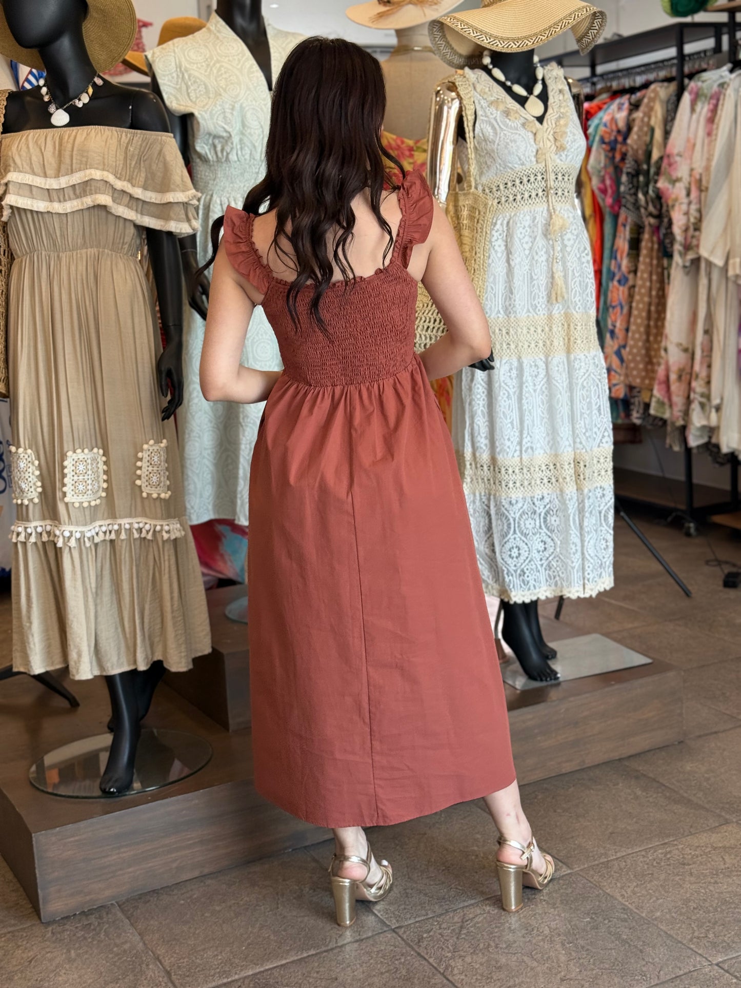 Terracotta Essence Midi Dress