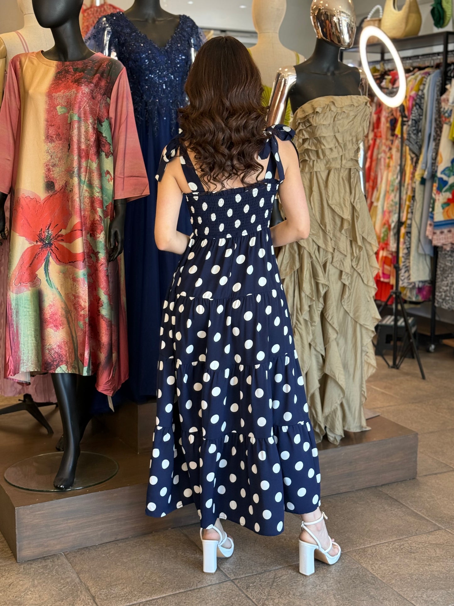Midnight Dots Midi Dress