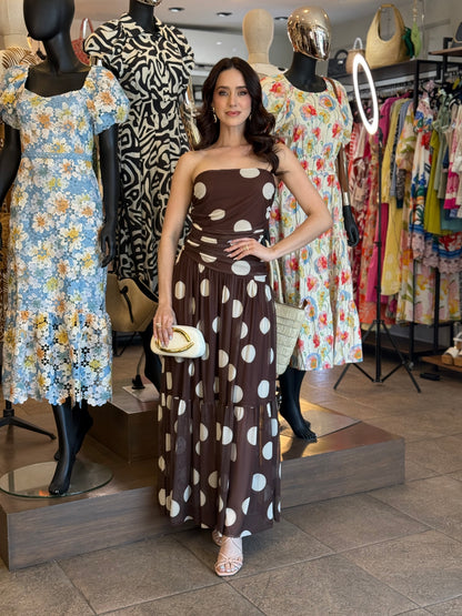Mocha Polka Maxi Dress
