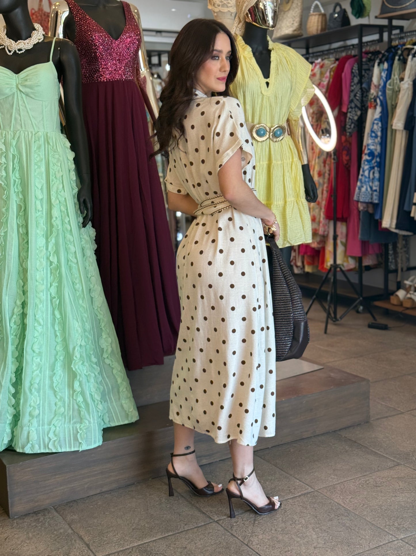Vestido Ivory Dot Elegance Dress