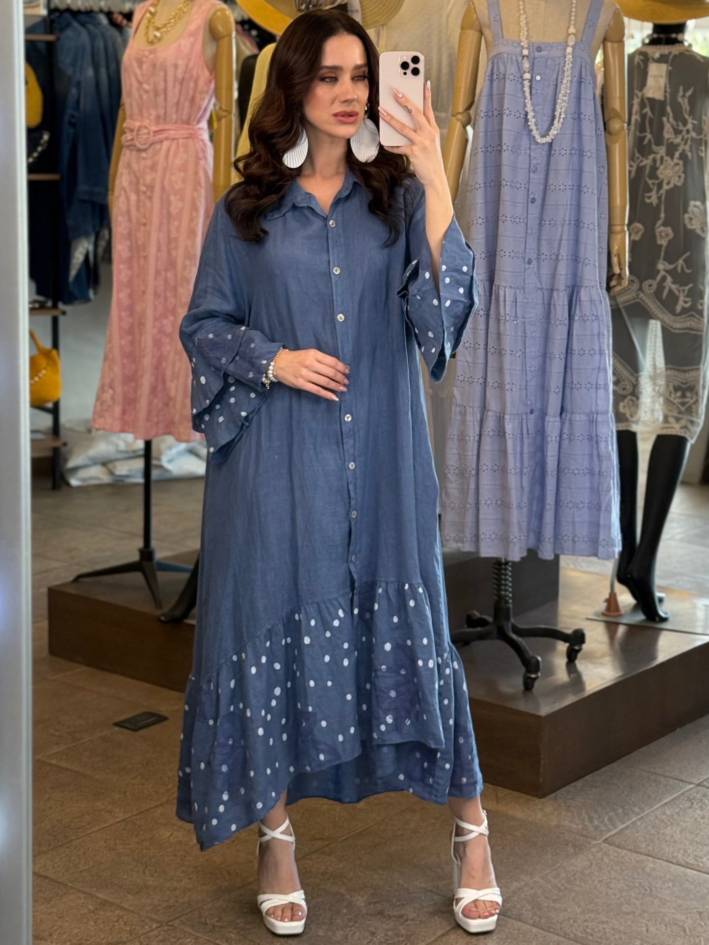 Midnight Dots Denim Dress