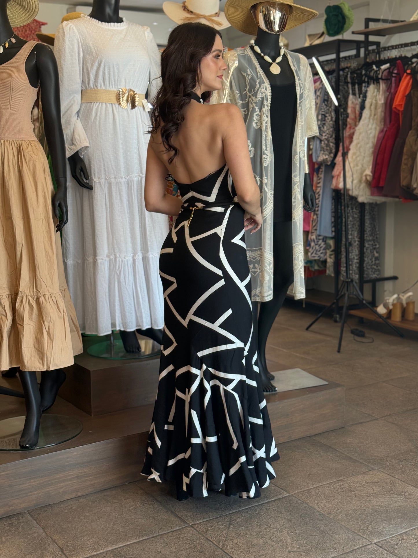 Noir Statement Halter Dress