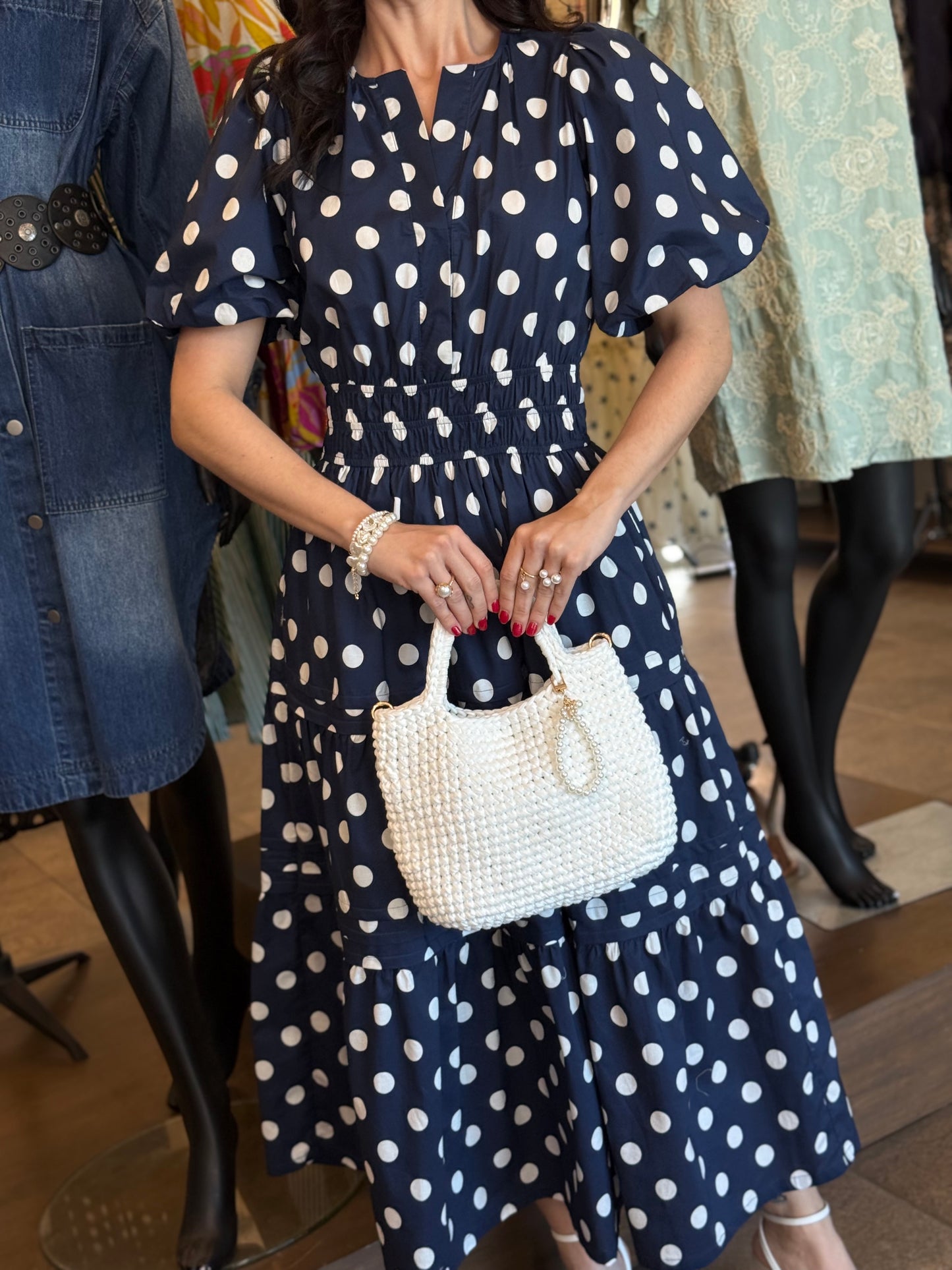 Navy Polka Charm Dress