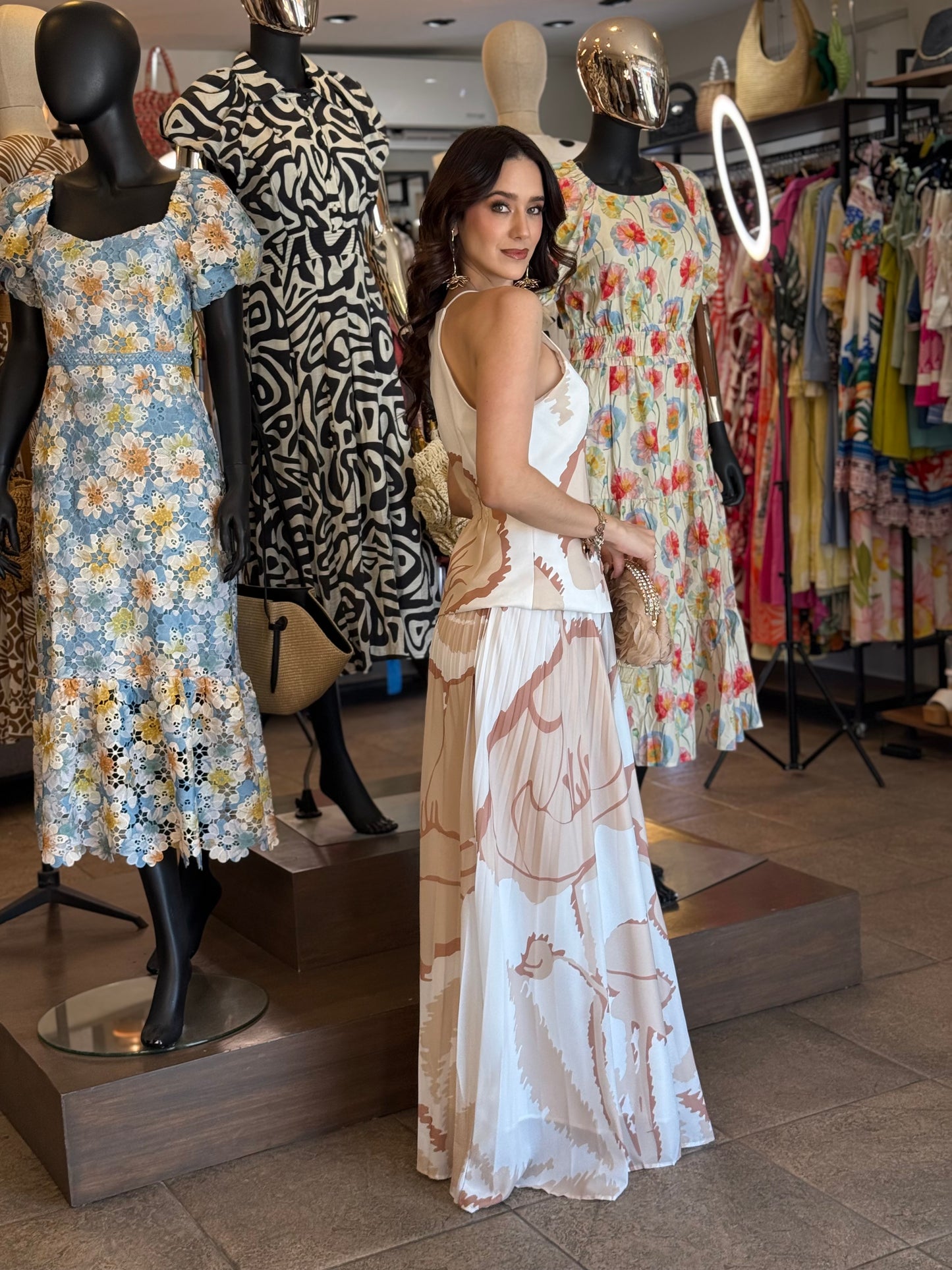 Blush Bloom Pleated Gown