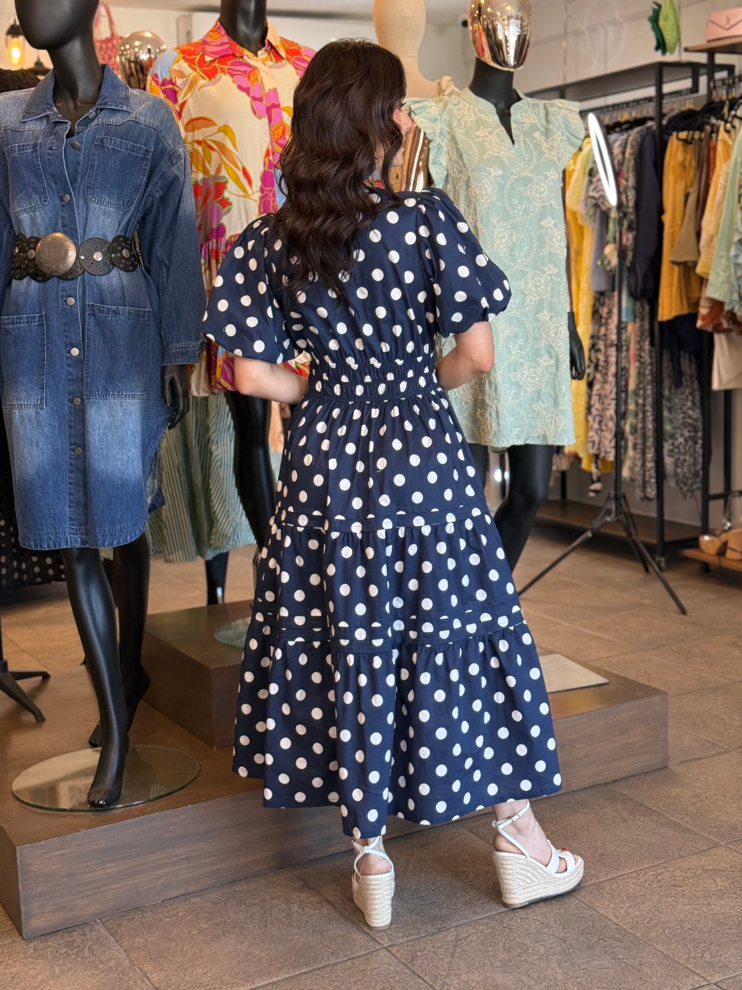 Navy Polka Charm Dress