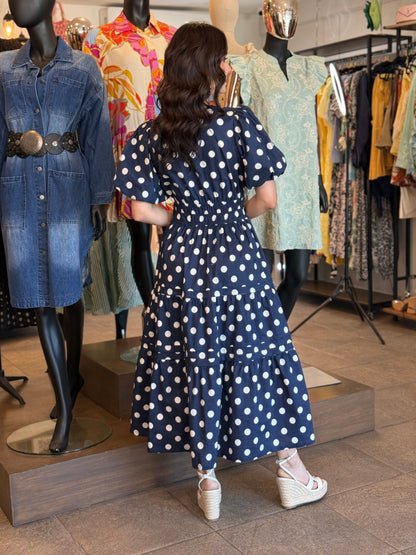 Navy Polka Charm Dress