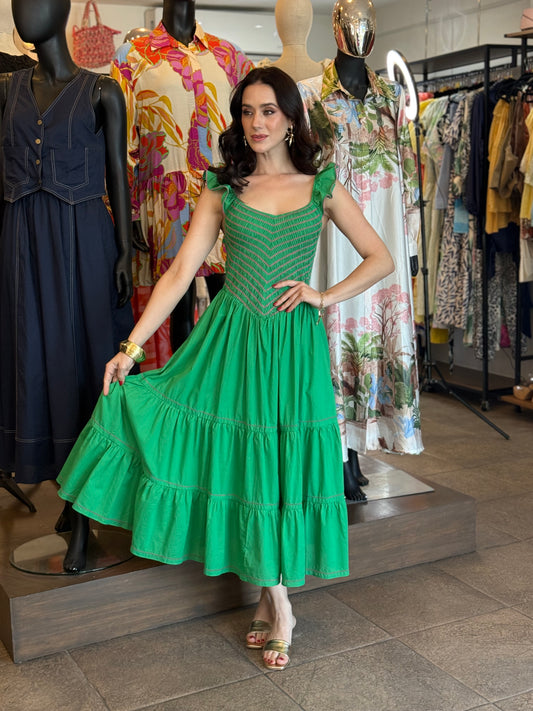 Emerald Grace Smock Dress