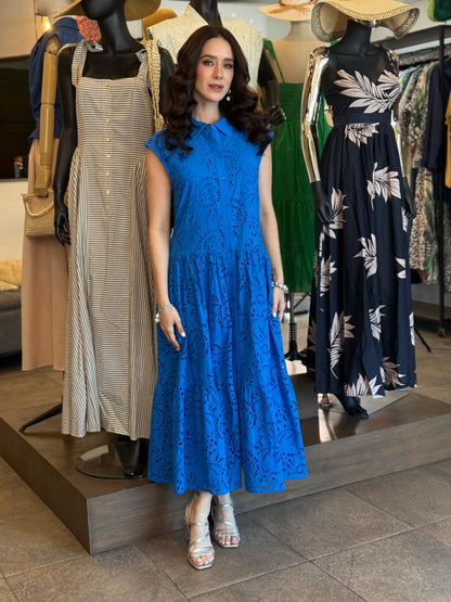 Royal Eyelet Midi Dress