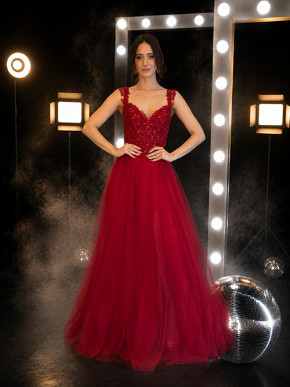 Crimson Royale Ball Gown