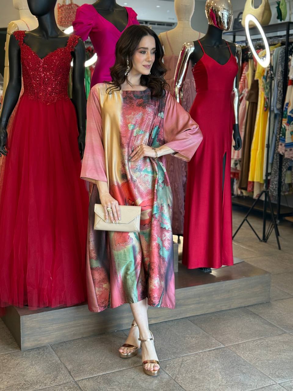 Rosé Mirage Midi Dress