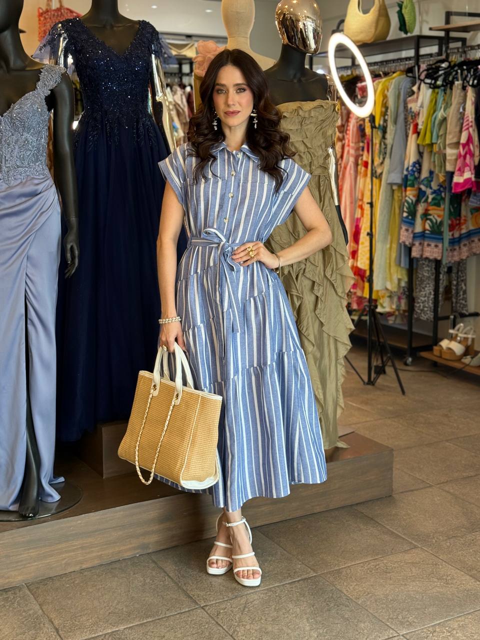 Santorini Breeze Midi Dress