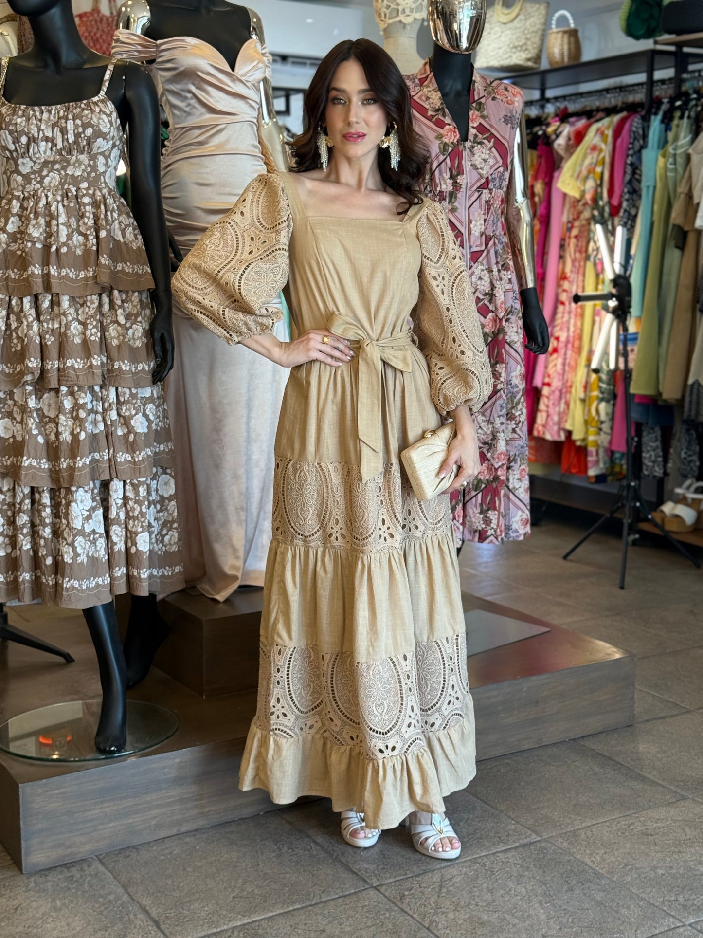 Golden Lace Charm Dress