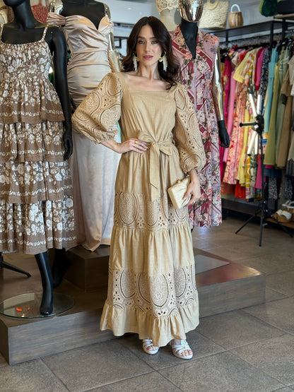 Golden Lace Charm Dress