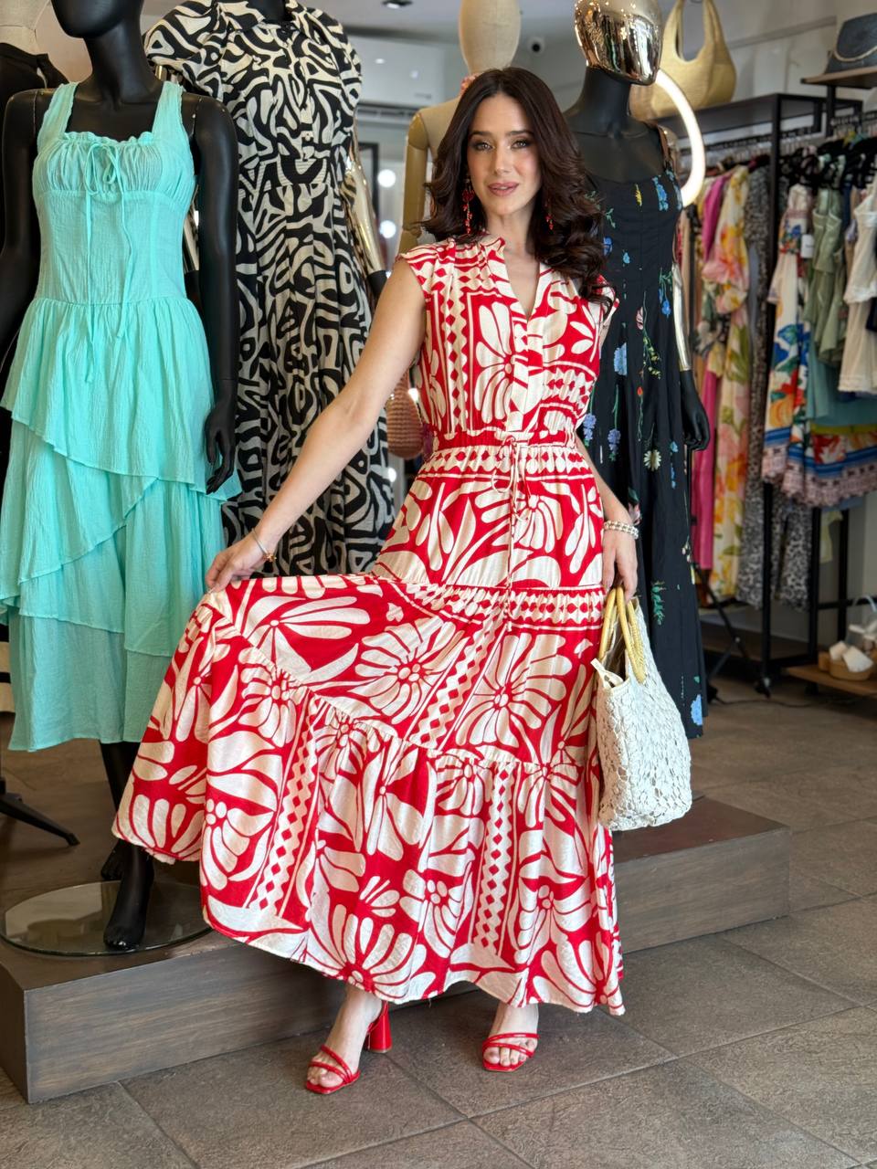 Scarlet Bloom Maxi Dress